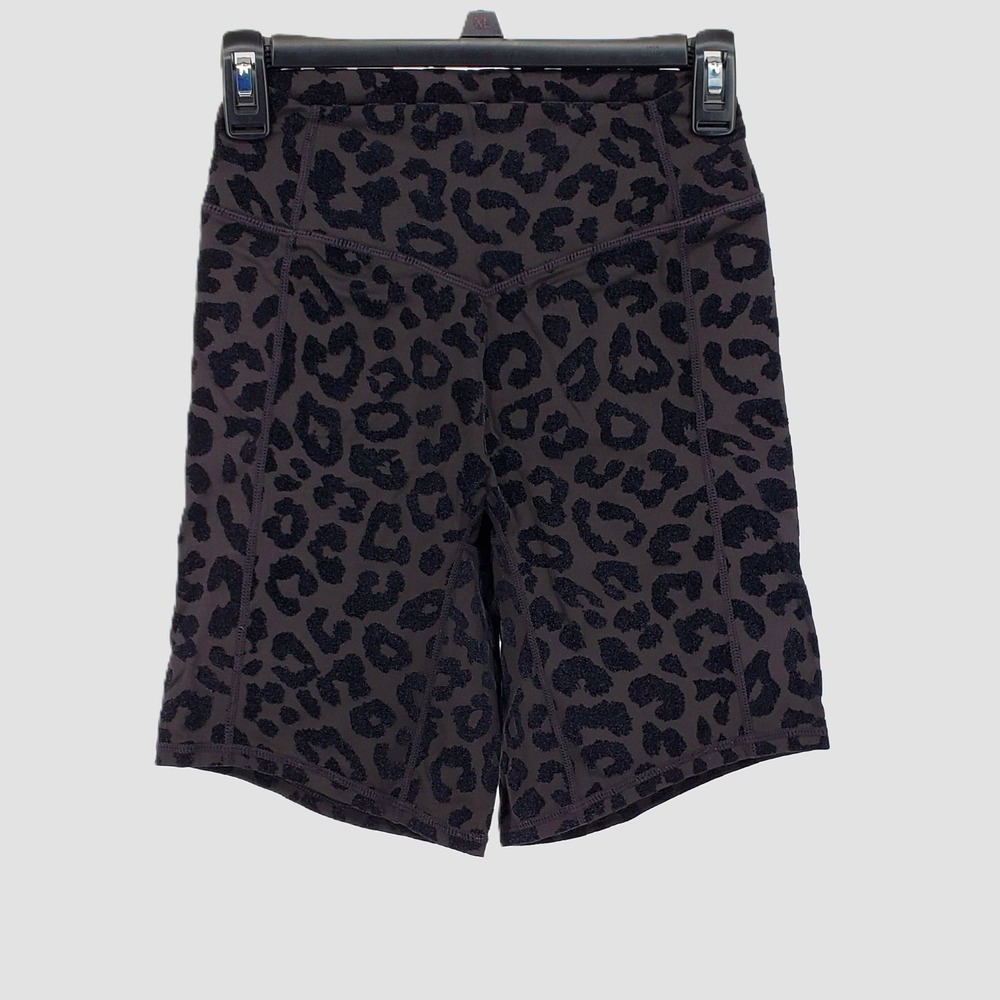 Balance Athletica Womens Size Small Brown Leopard Flocked High Rise Biker Shorts